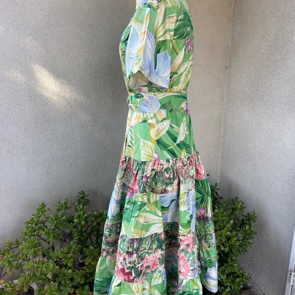 Vintage 90s fit full style cotton dress jungle floral Print sz 6 by d. Frank - Picture 5 of 10